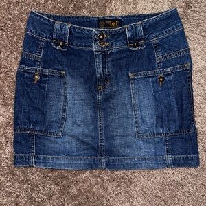 LEI mini denim Y2K low rise Skirt size 0 100% cotton